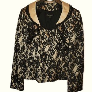 Women's Tahari Pink & Black Floral Lace Dress Jacket Size 8